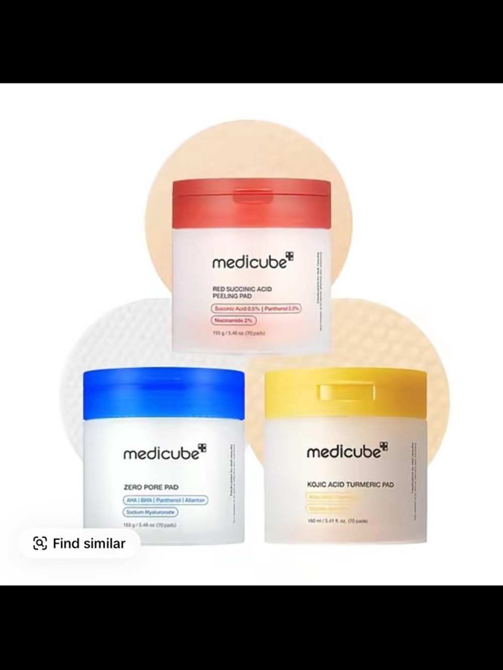 Medicube Women’s Skincare Toner Pads Trio - Red, Blue, Yellow